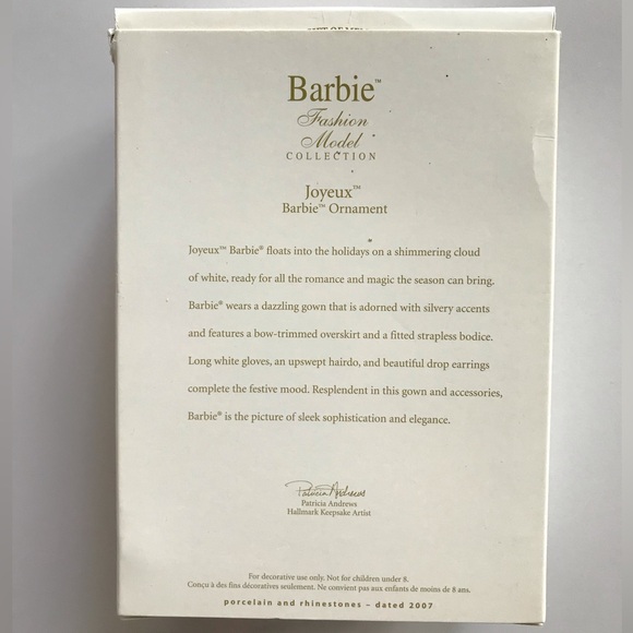 Hallmark Keepsake Joyeux Barbie Porcelain Ornament 2007 Club Exclusive - Picture 2 of 8
